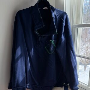 Women Navy Sweater with Plaid Accents